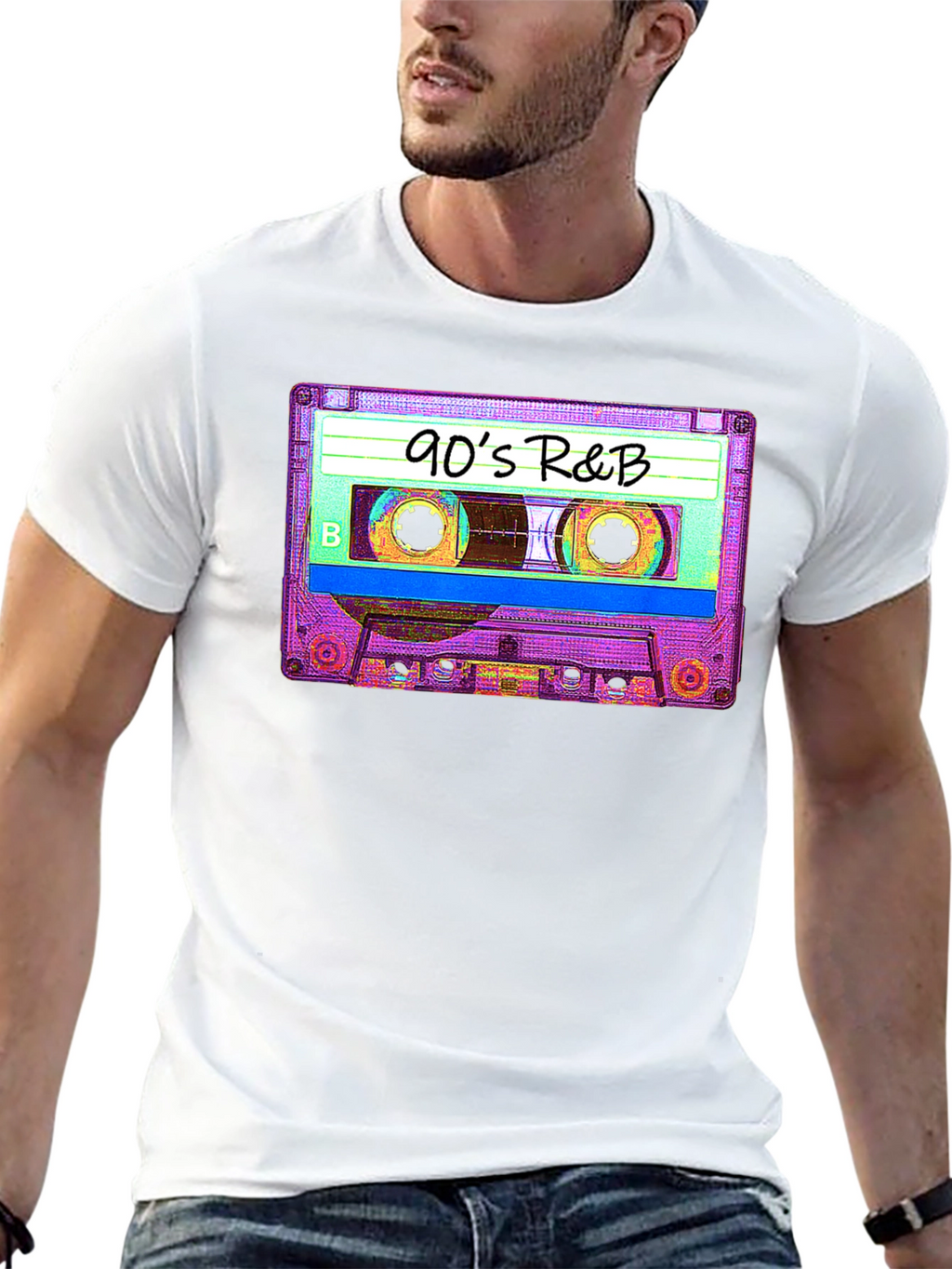 90s R&B Cassette Tape Graphic Tee - Black