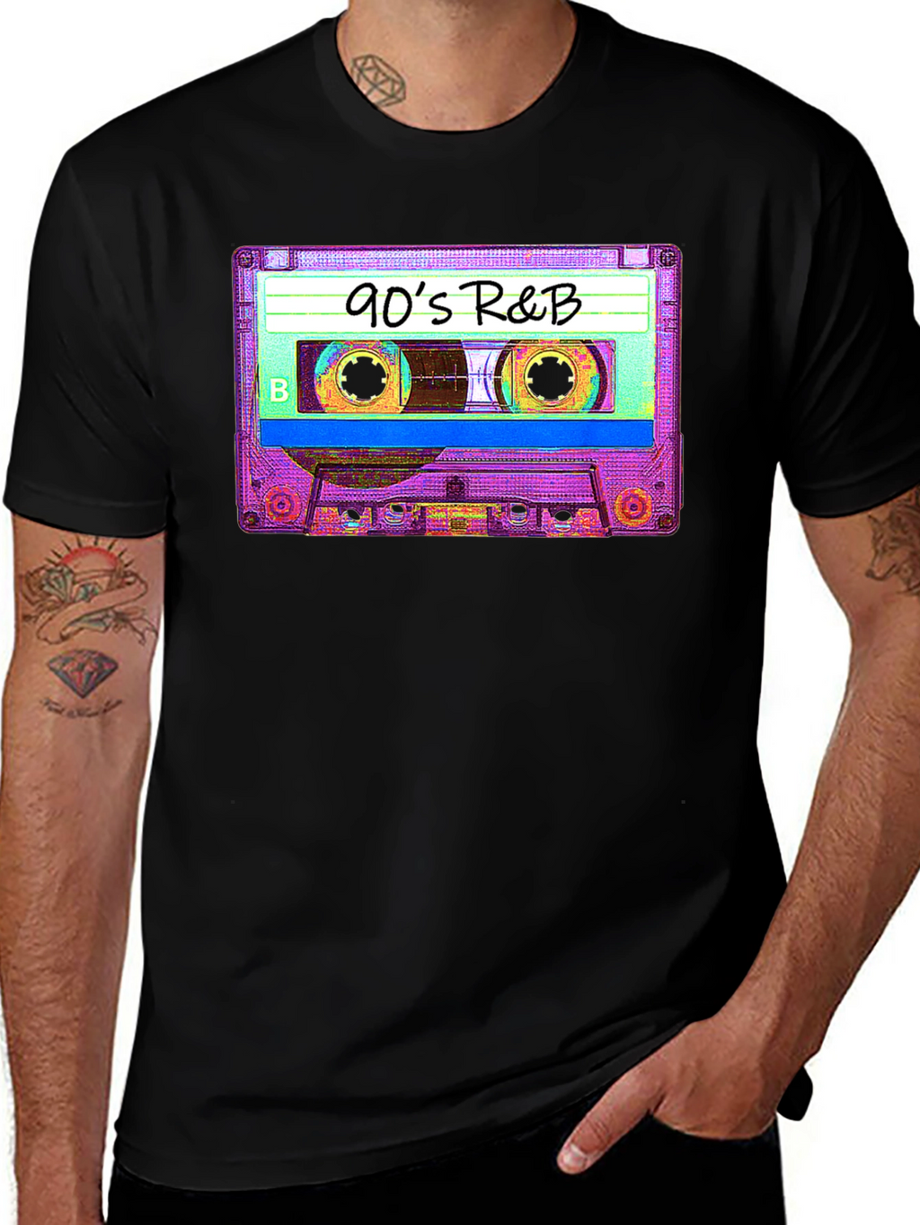 90s R&B Cassette Tape Graphic Tee - Black