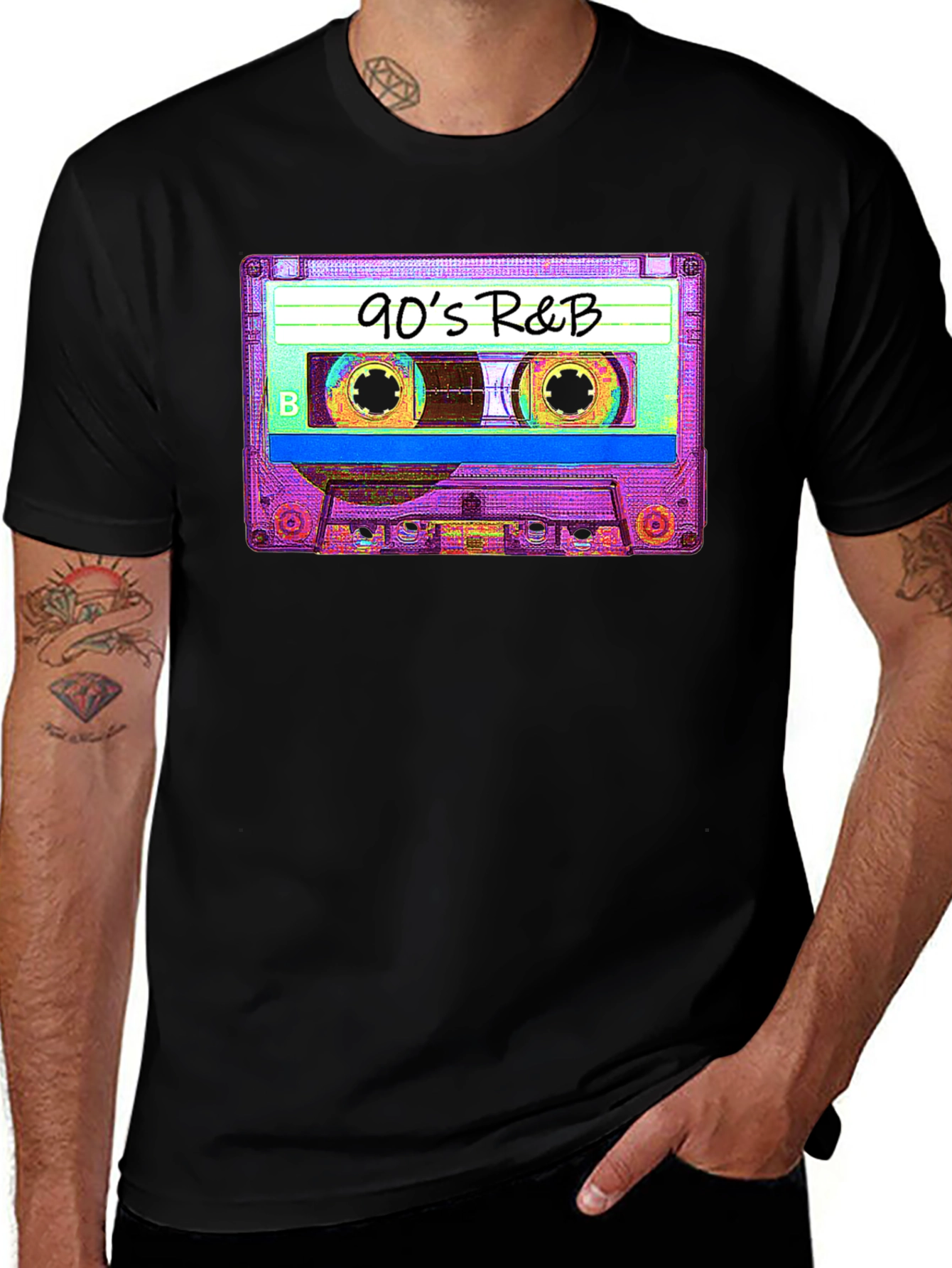 90s R&B Cassette Tape Graphic Tee - Black