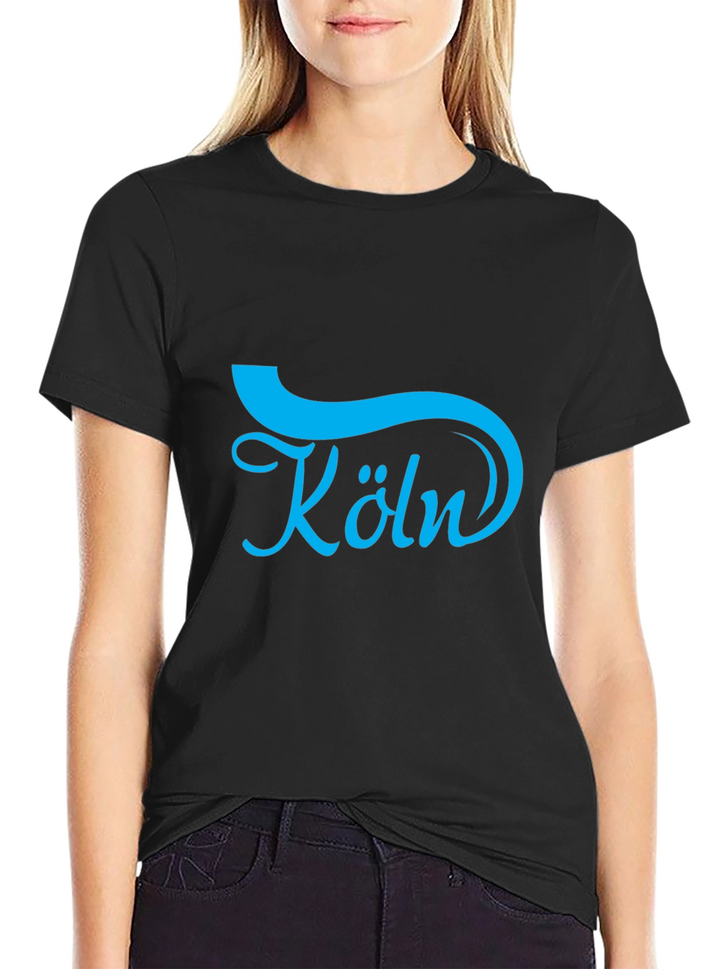 Cologne Blue Graphic Black T-Shirt