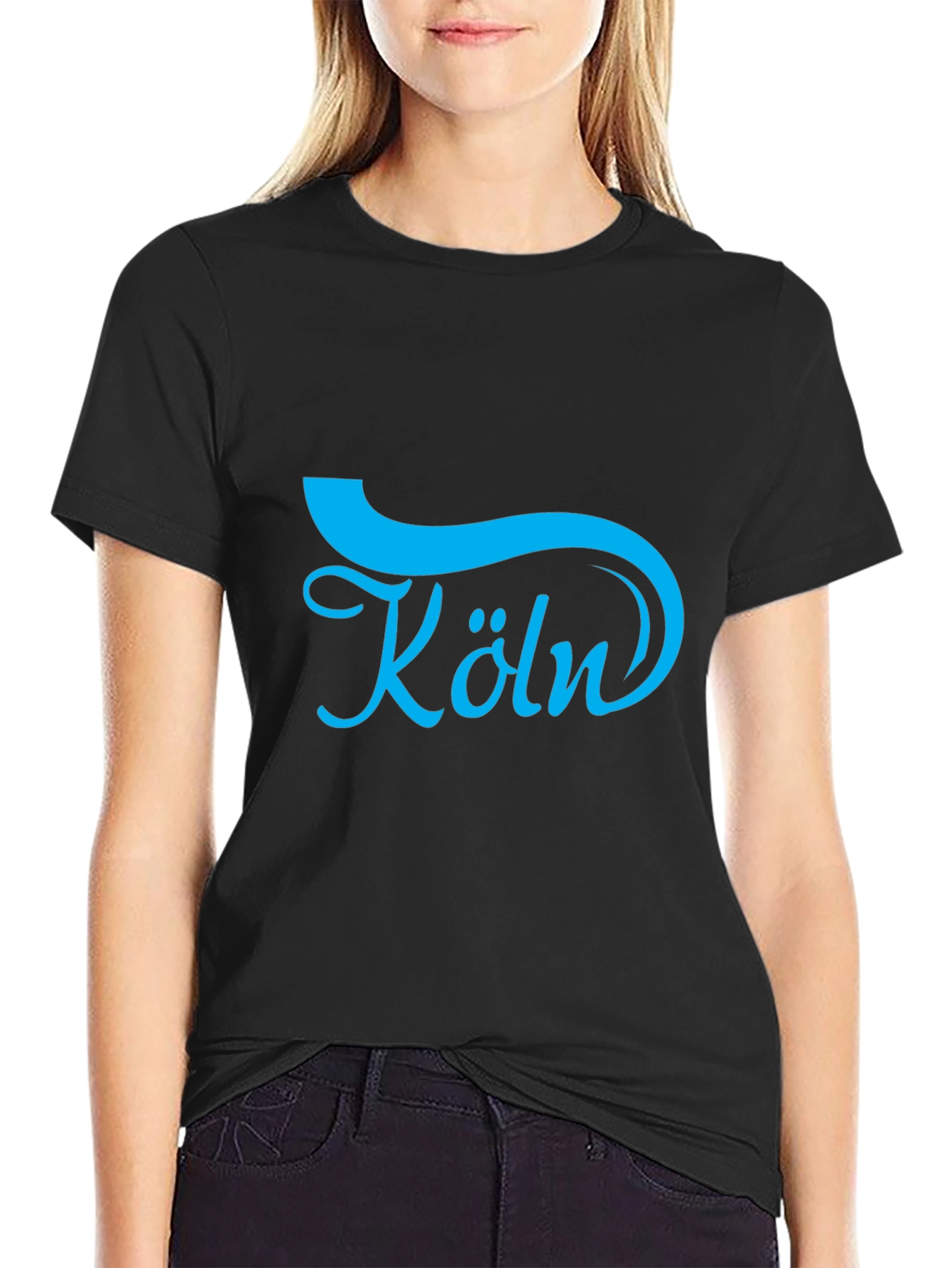 Cologne Blue Graphic Black T-Shirt