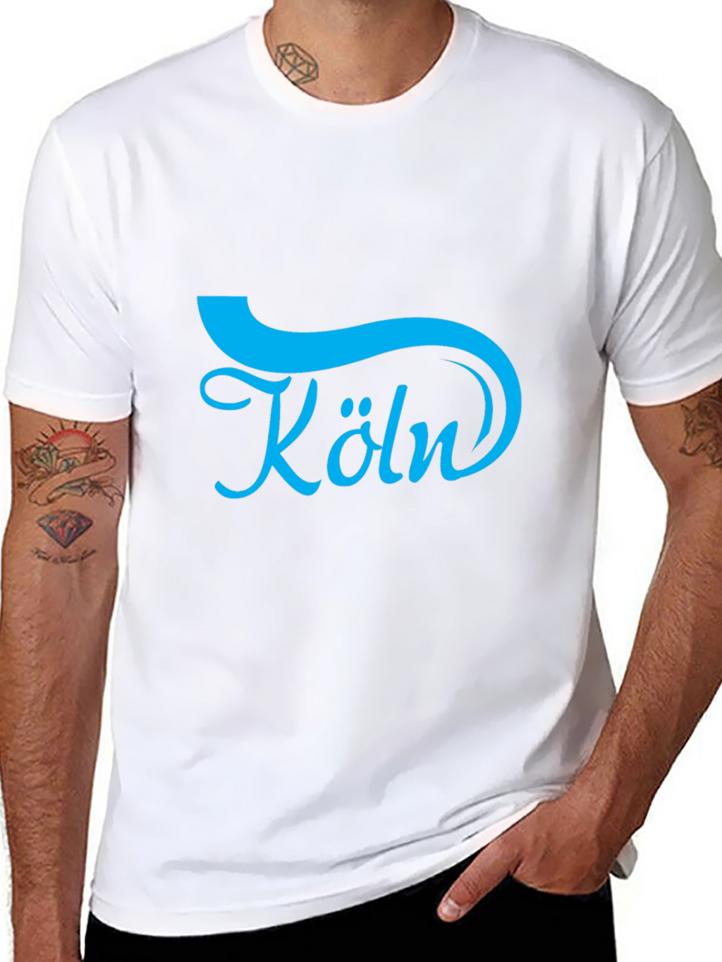 Cologne Blue Graphic Black T-Shirt