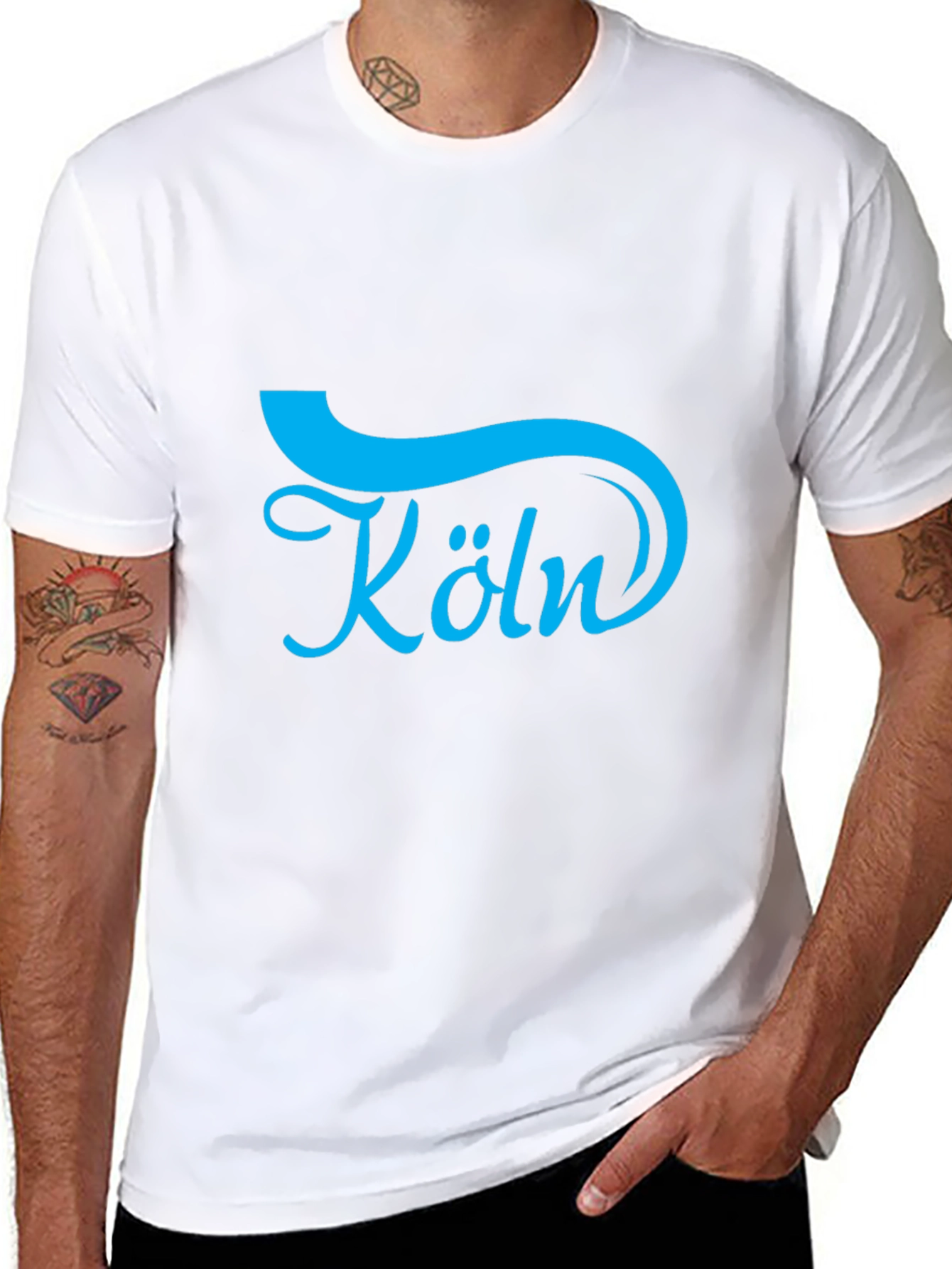 Cologne Blue Graphic Black T-Shirt