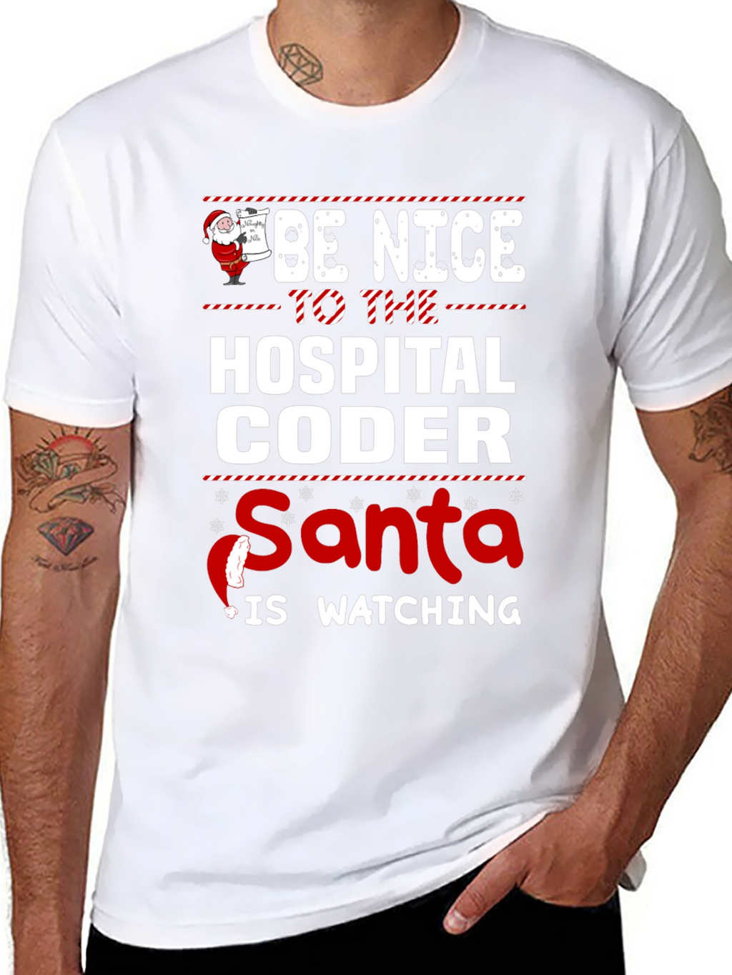 Be Nice to the Hospital Coder Santa T-Shirt