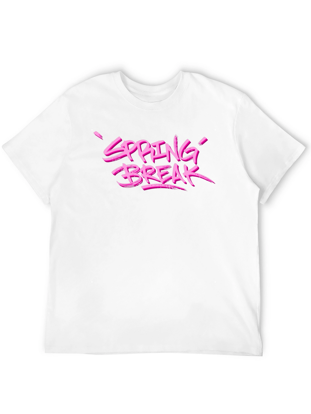 Spring Break Pink Graphic Black T-Shirt