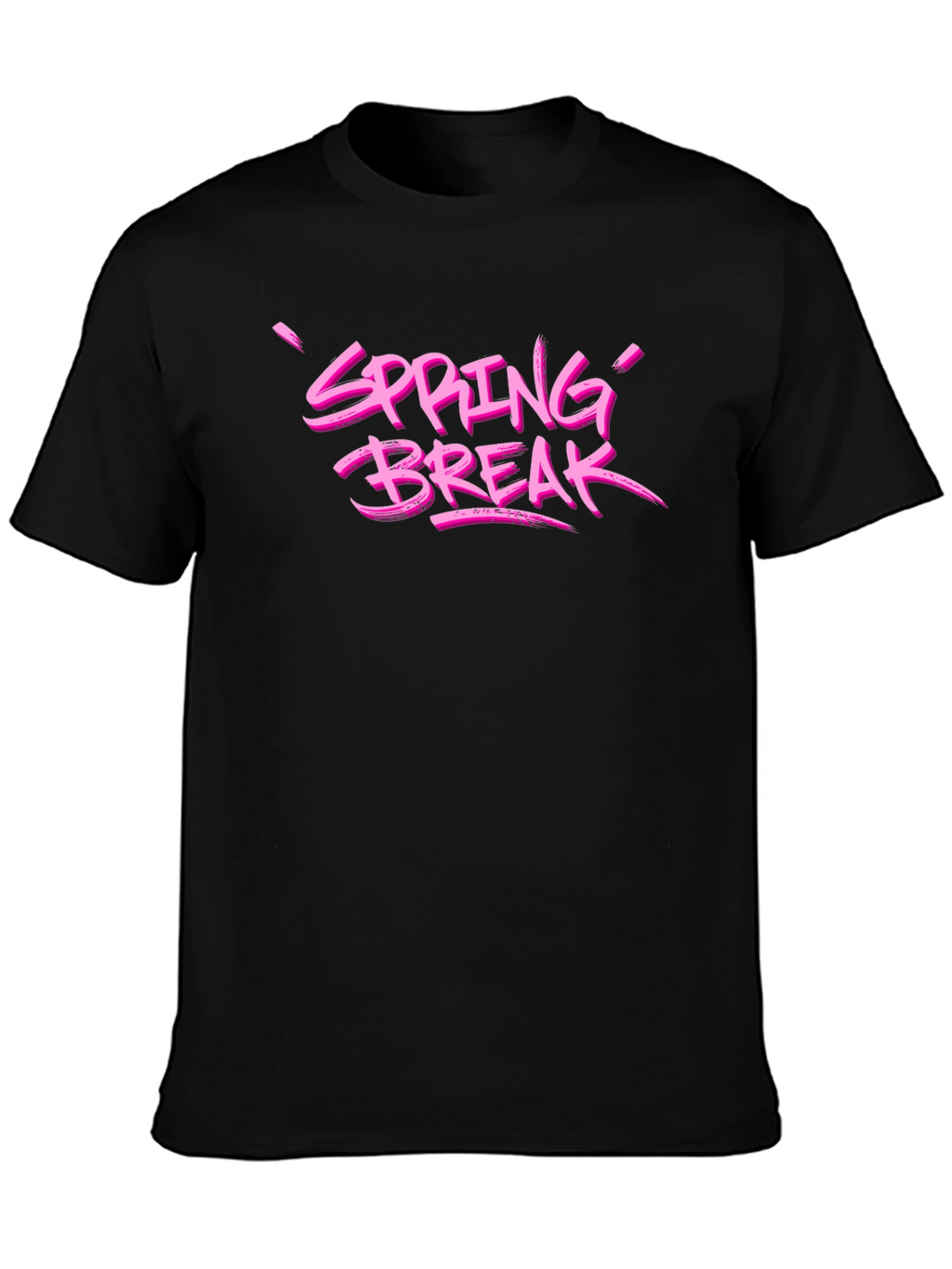 Spring Break Pink Graphic Black T-Shirt
