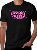Spring Break Pink Graphic Black T-Shirt
