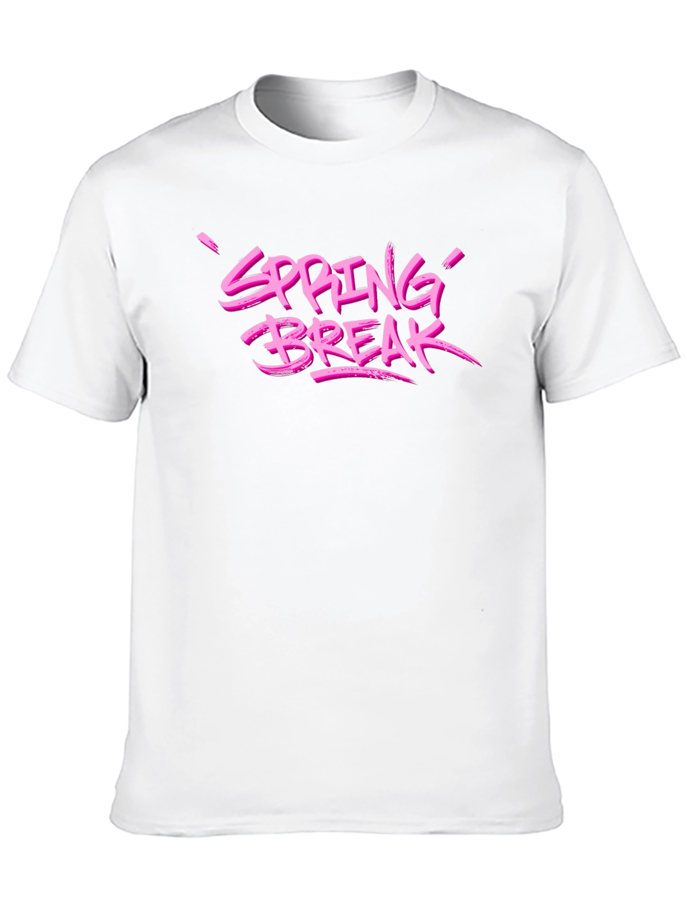 Spring Break Pink Graphic Black T-Shirt