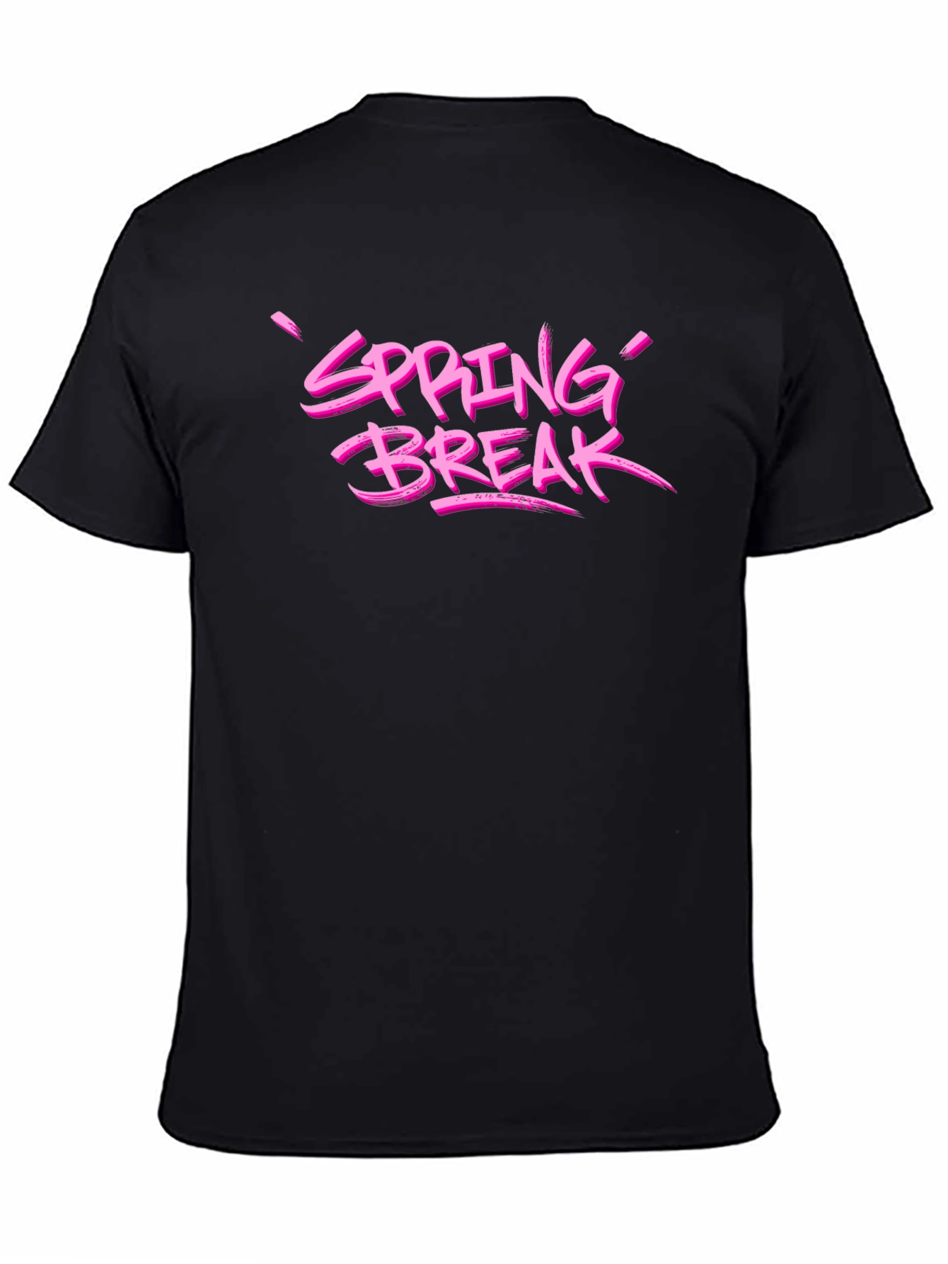 Spring Break Pink Graphic Black T-Shirt