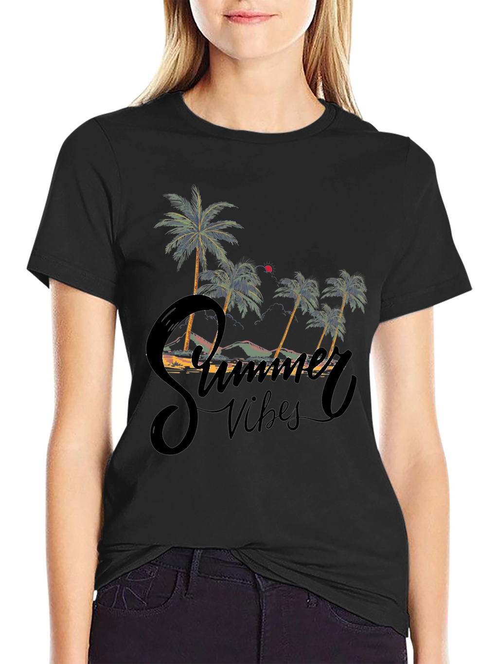 Summer Vibes Graphic Tee - Black