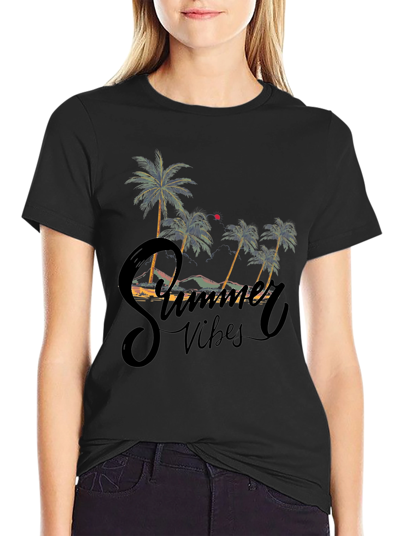Summer Vibes Graphic Tee - Black