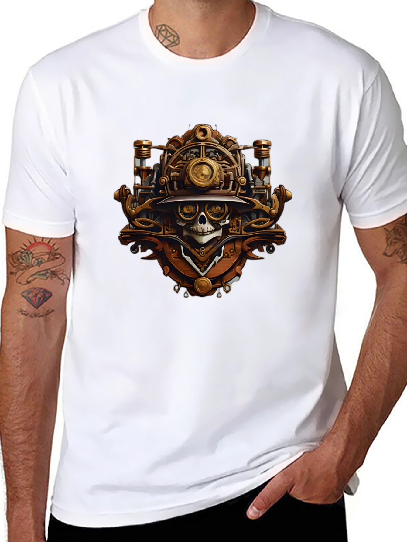 Steampunk Skull Graphic T-Shirt