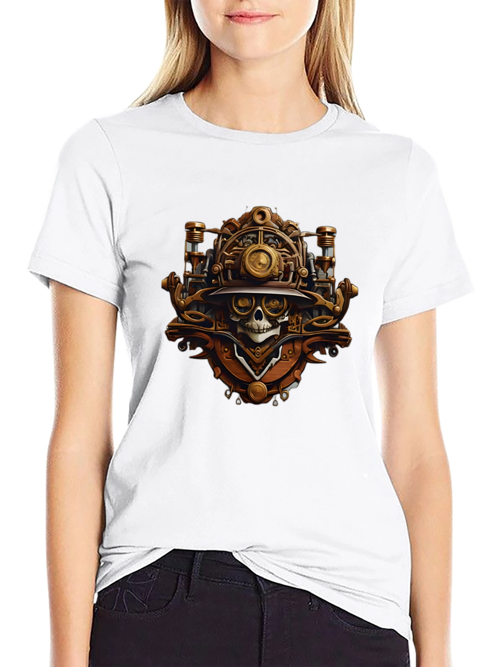 Steampunk Skull Graphic T-Shirt