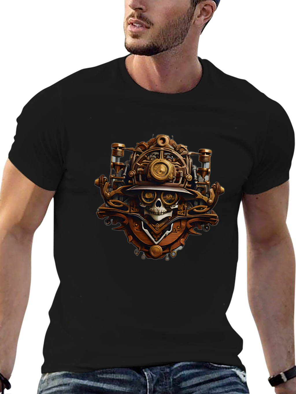 Steampunk Skull Graphic T-Shirt