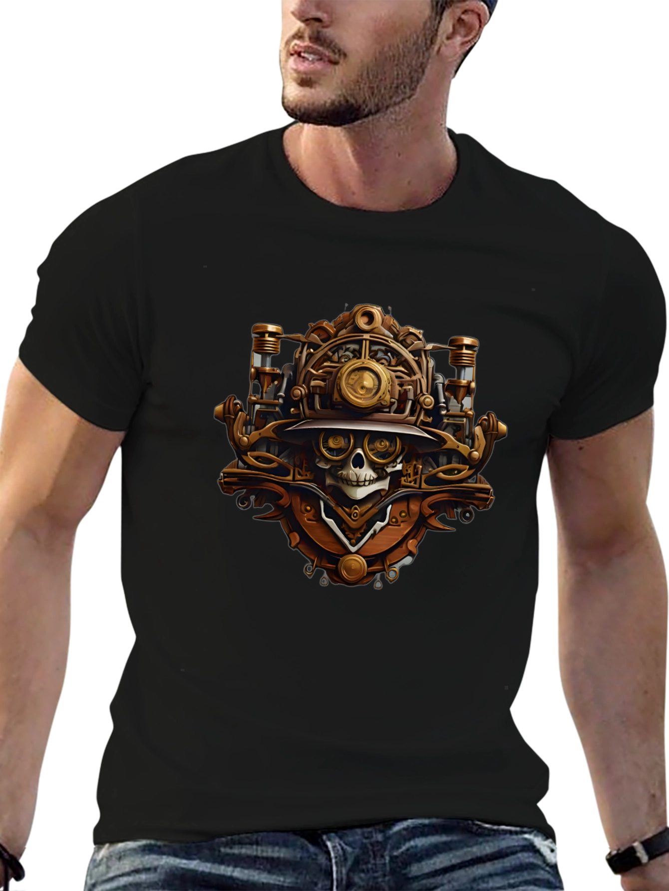 Steampunk Skull Graphic T-Shirt
