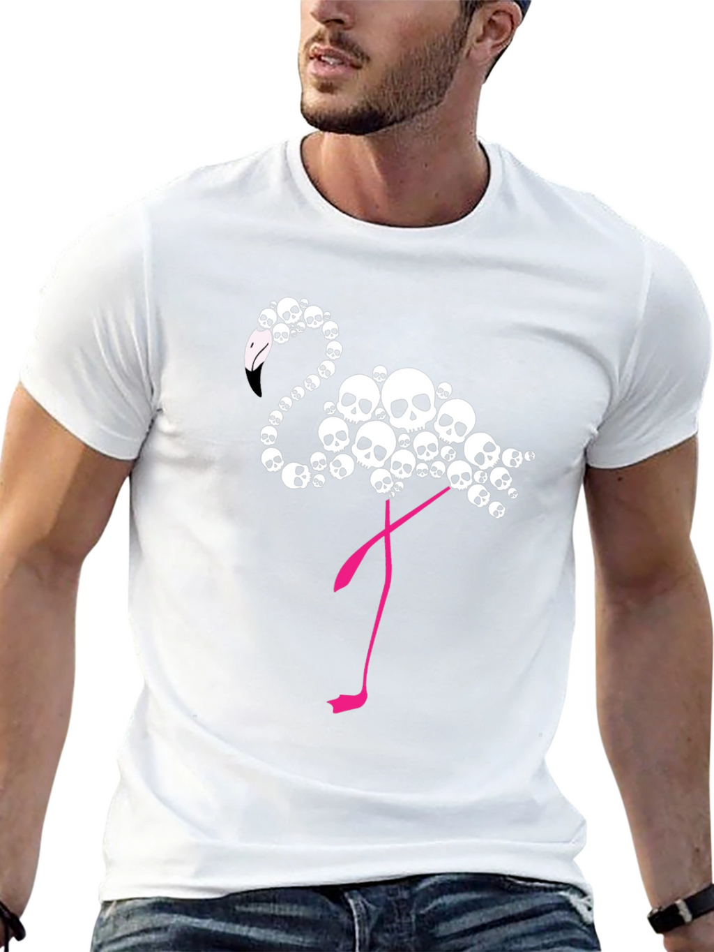 Skull Flamingo Graphic T-Shirt