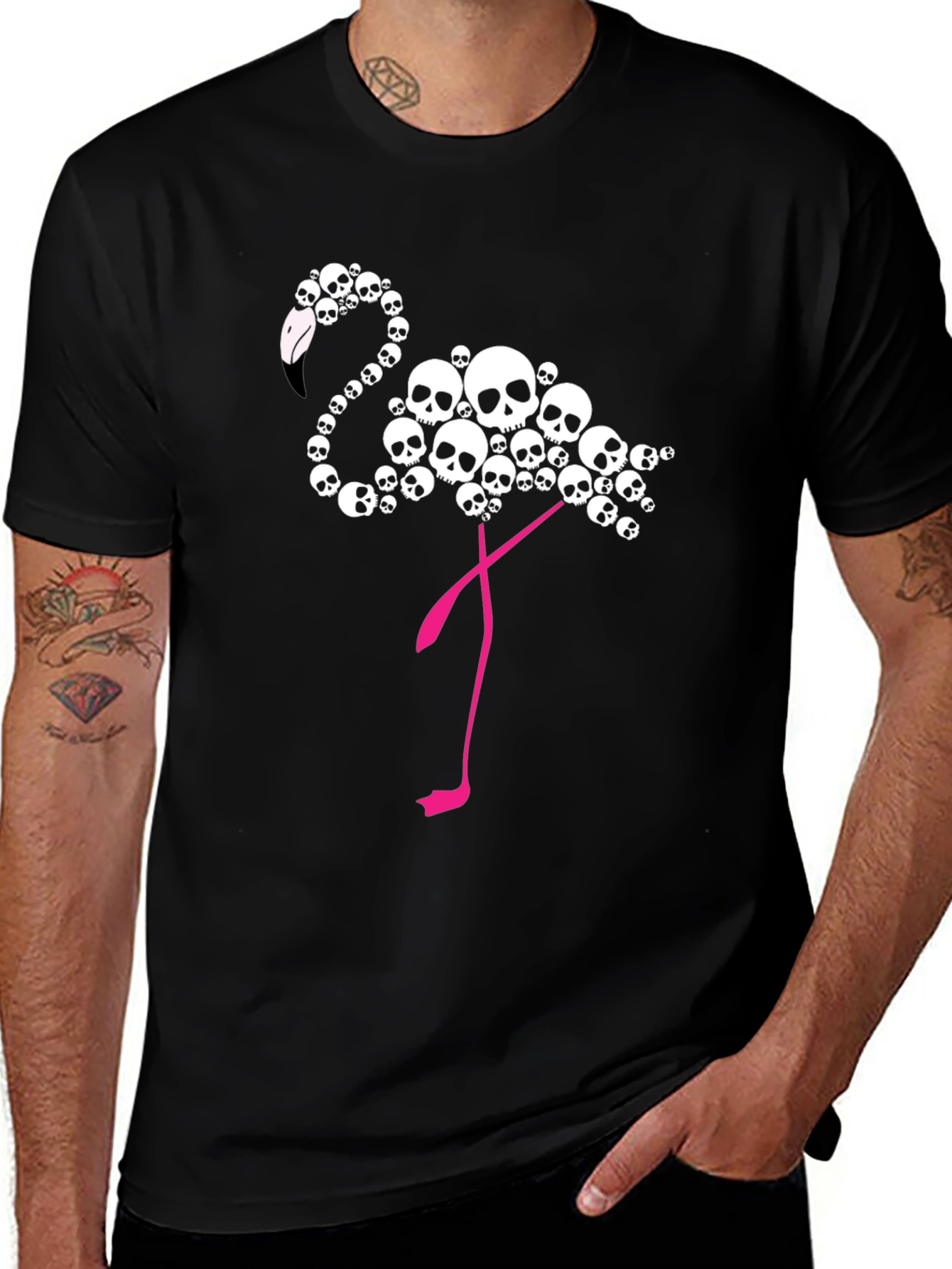Skull Flamingo Graphic T-Shirt
