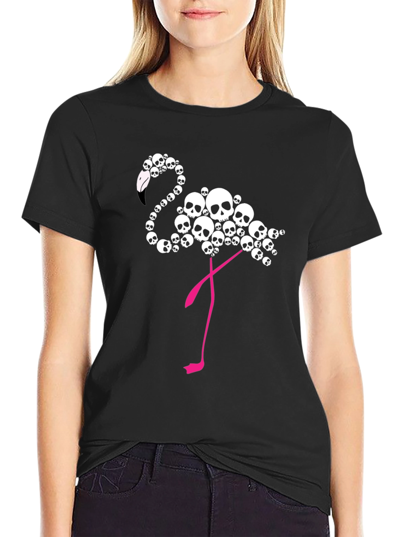 Skull Flamingo Graphic T-Shirt