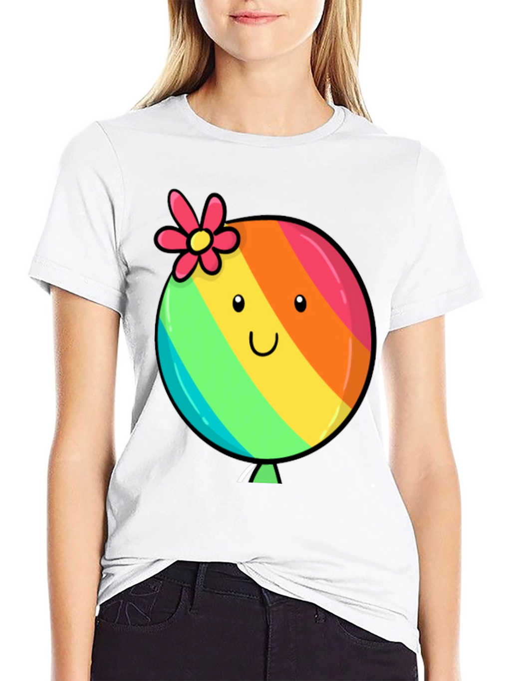 Rainbow Balloon Smile Graphic Tee