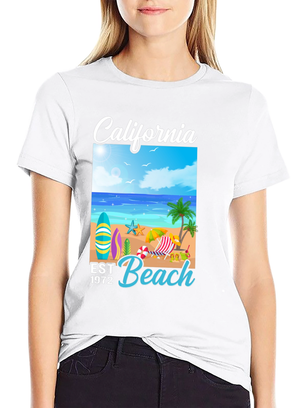 California Beach Est 1972 Black T-Shirt