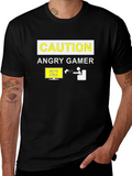 Angry Gamer Caution T-Shirt: Funny Video Game Tee