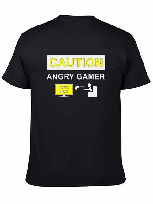 Angry Gamer Caution T-Shirt: Funny Video Game Tee
