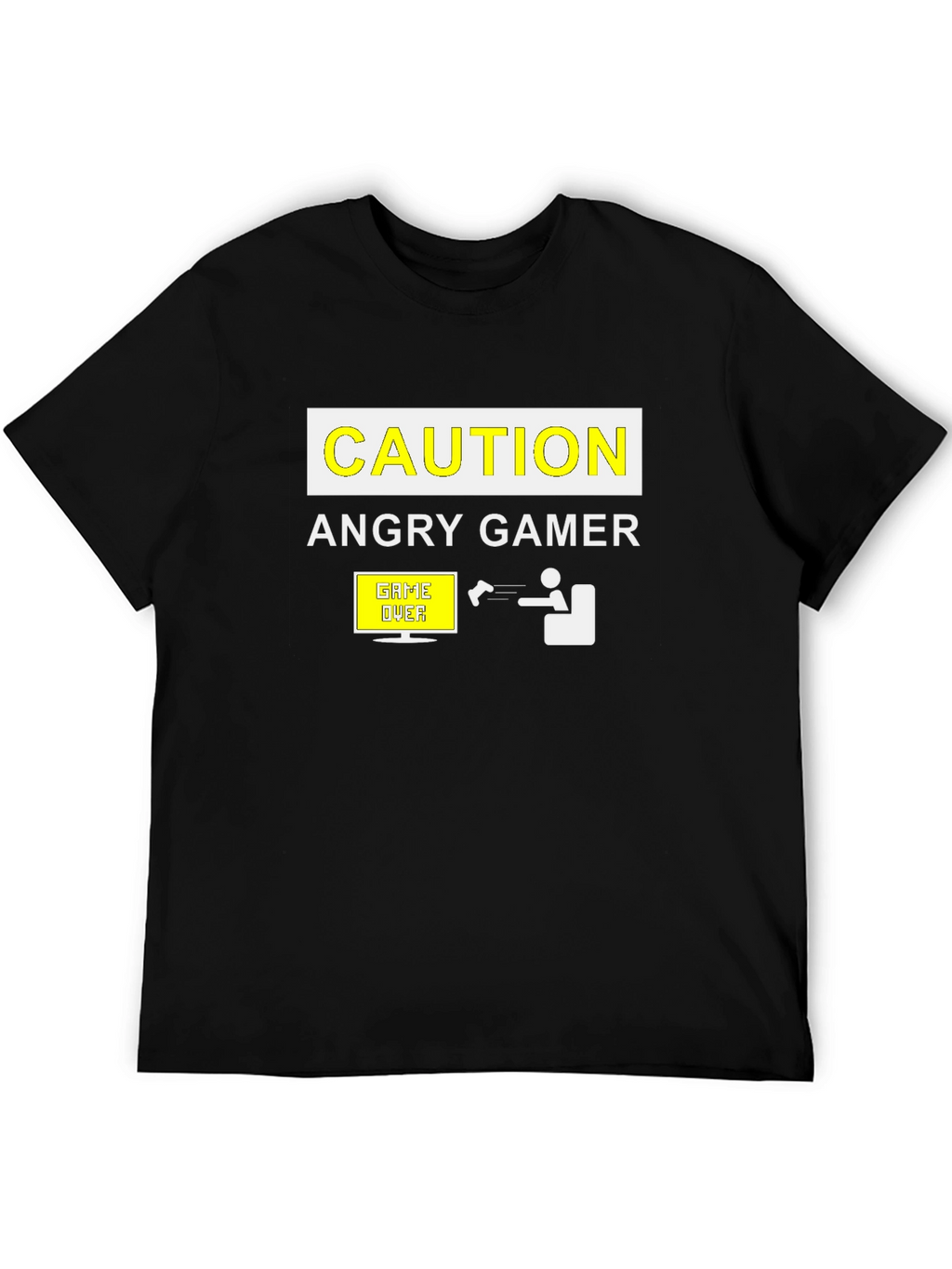 Angry Gamer Caution T-Shirt: Funny Video Game Tee