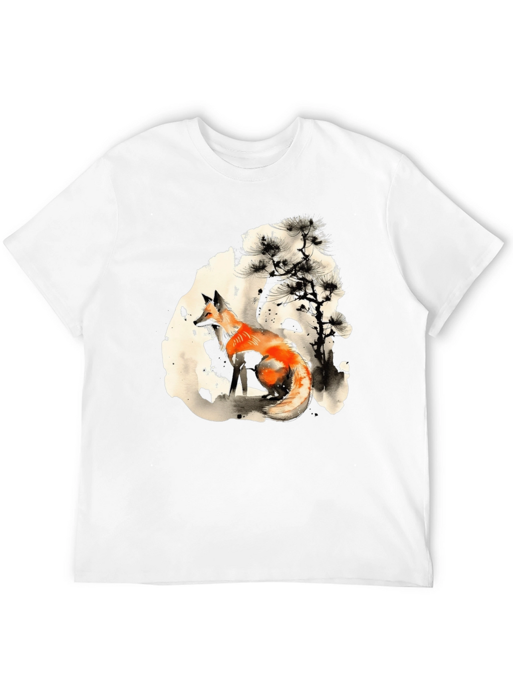 Fox Ink Art Black T-Shirt