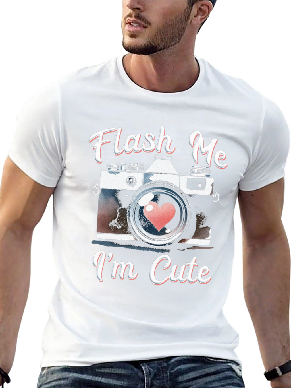 Flash Me Im Cute Camera Graphic T-Shirt