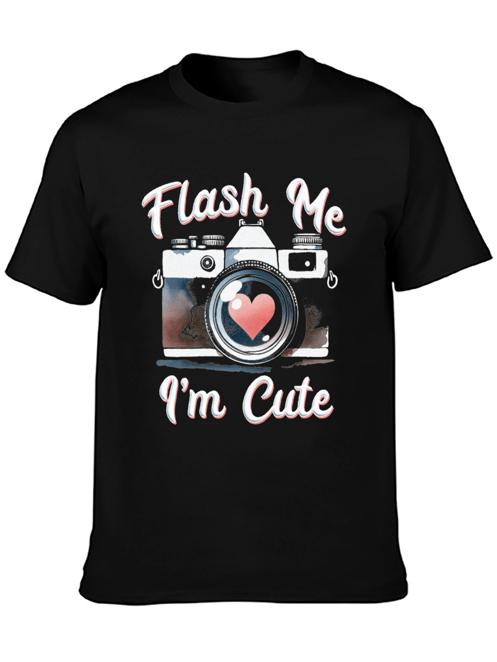 Flash Me Im Cute Camera Graphic T-Shirt