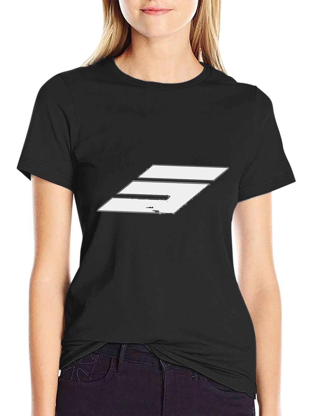 Modern Graphic T-Shirt - Black with White Design