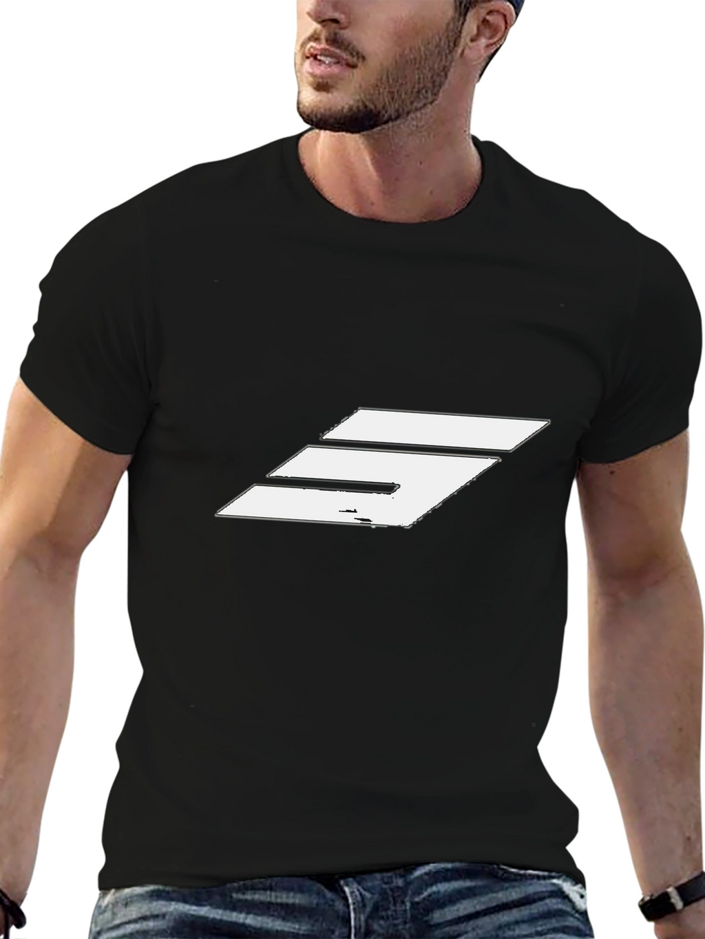 Modern Graphic T-Shirt - Black with White Design