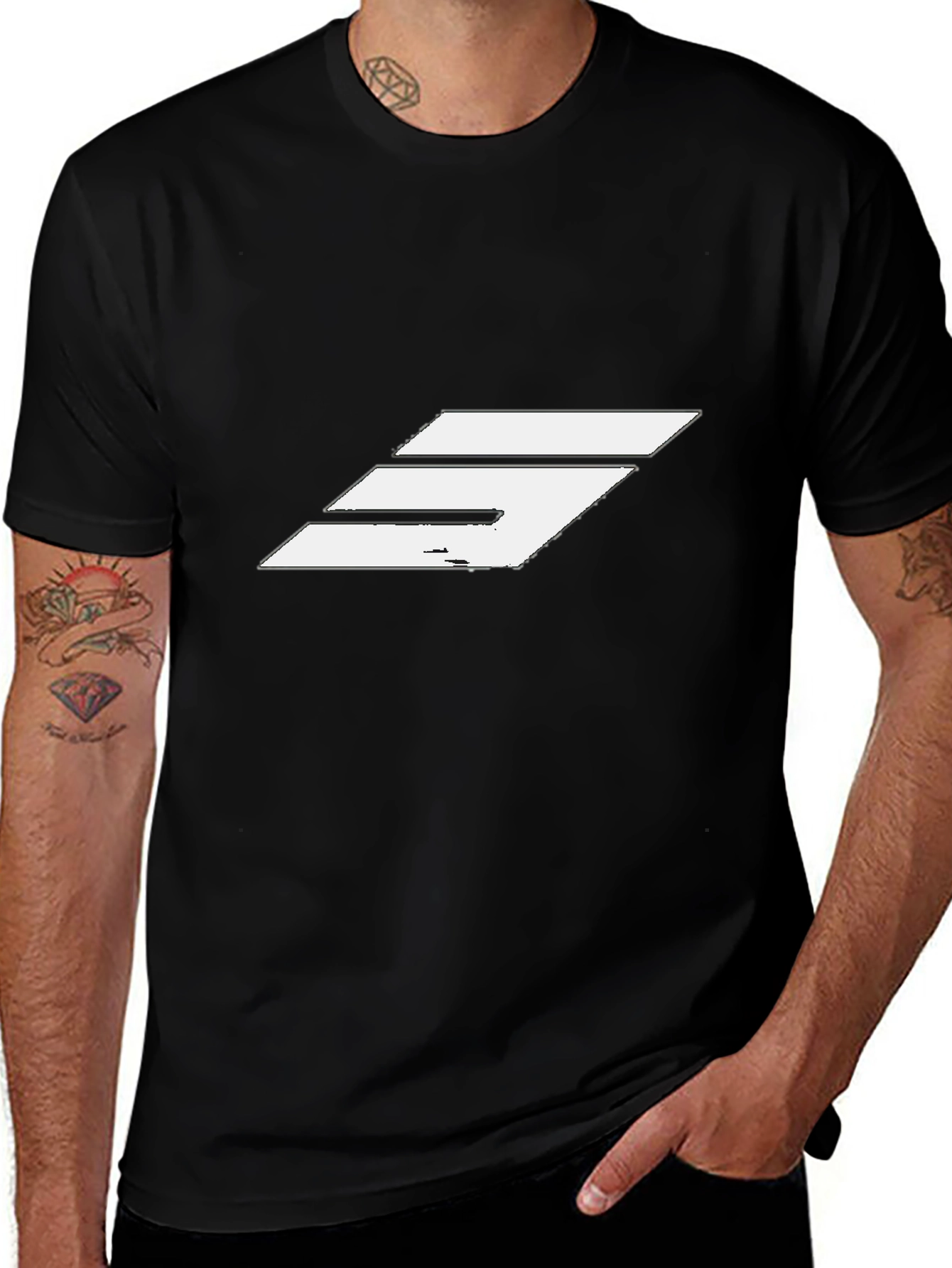 Modern Graphic T-Shirt - Black with White Design
