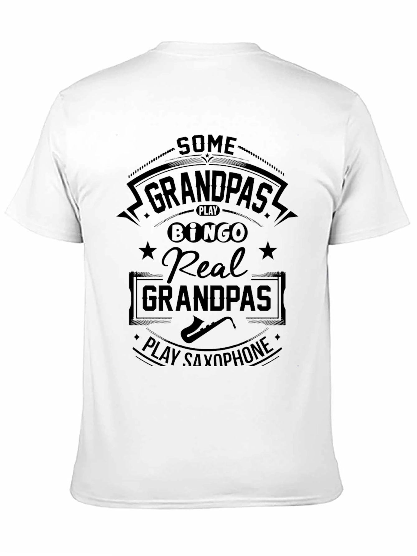 Real Grandpas Play Saxophone Black T-Shirt