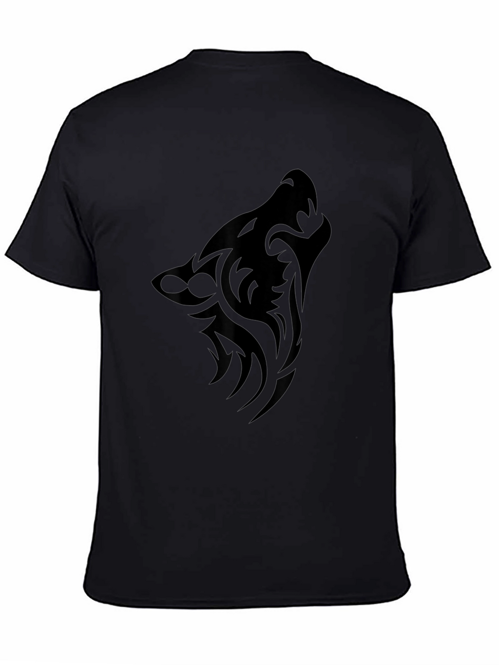 Black Tribal Wolf Head T-Shirt