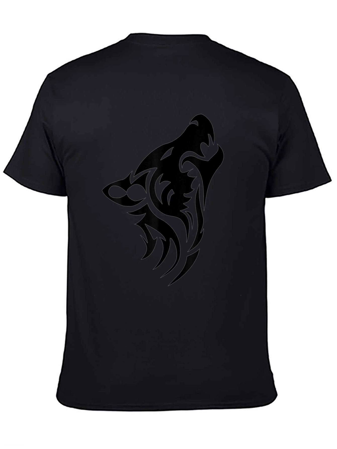 Black Tribal Wolf Head T-Shirt