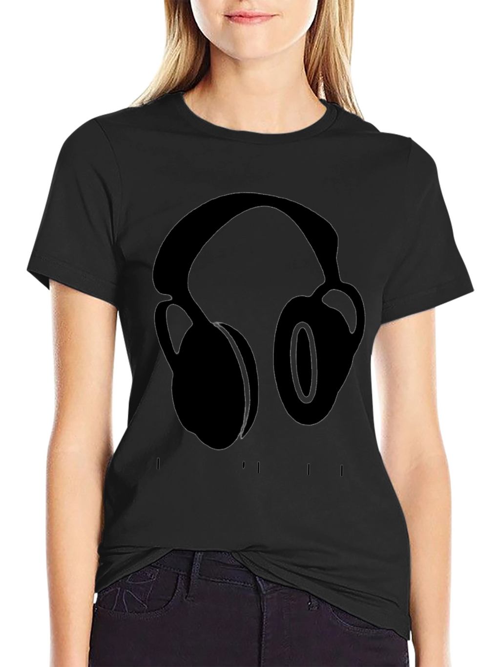 Headphones Graphic Black T-Shirt