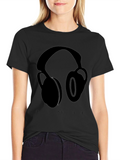Headphones Graphic Black T-Shirt