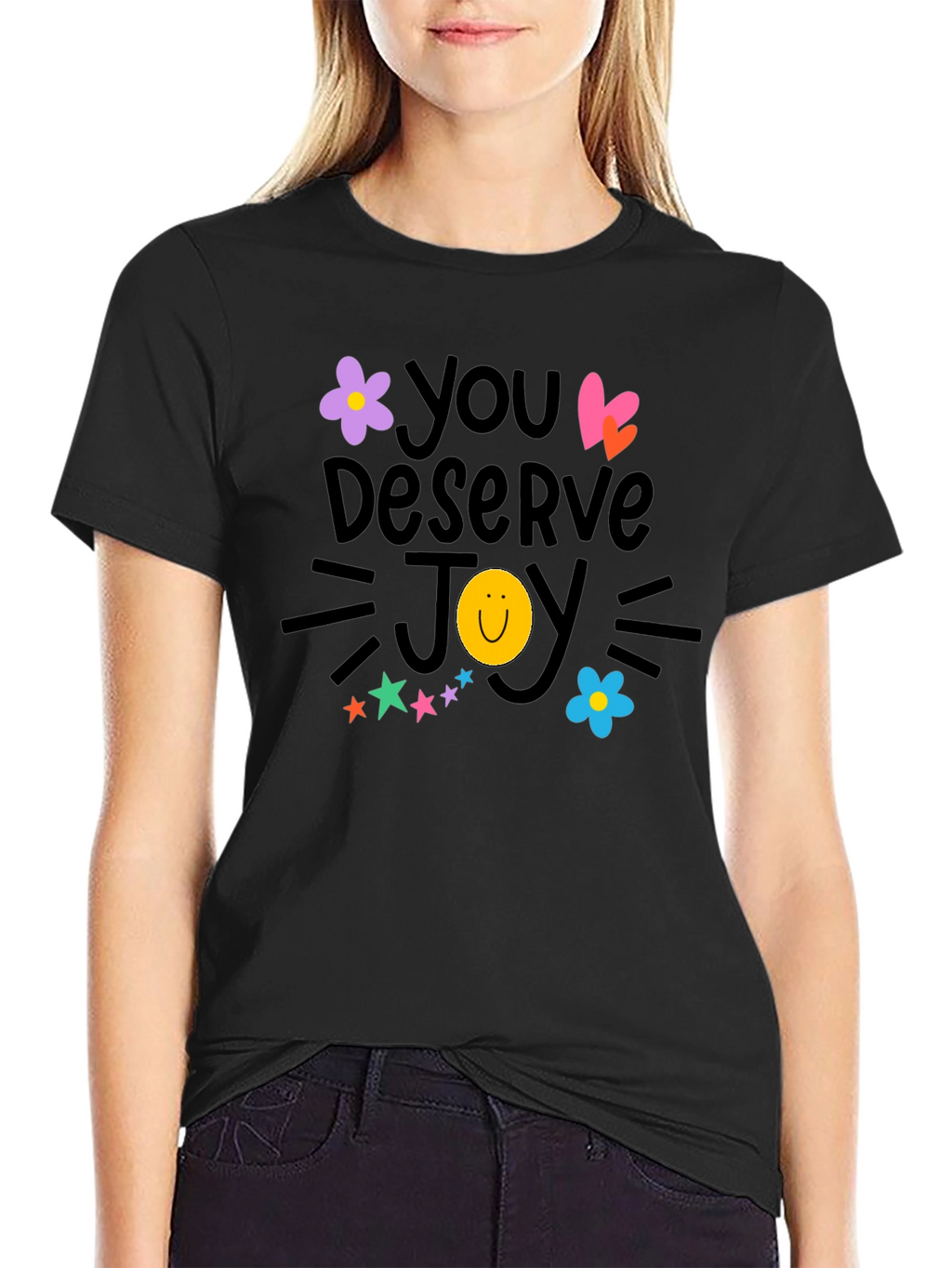 You Deserve Joy T-Shirt - Black Crew Neck