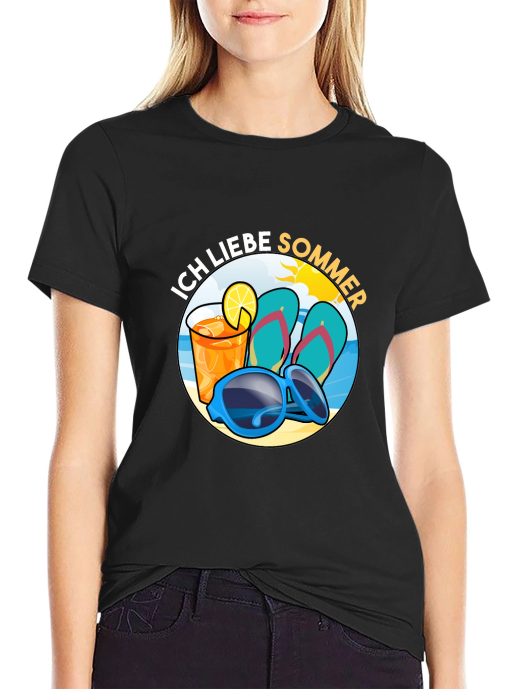 Ich Liebe Sommer Black T-Shirt