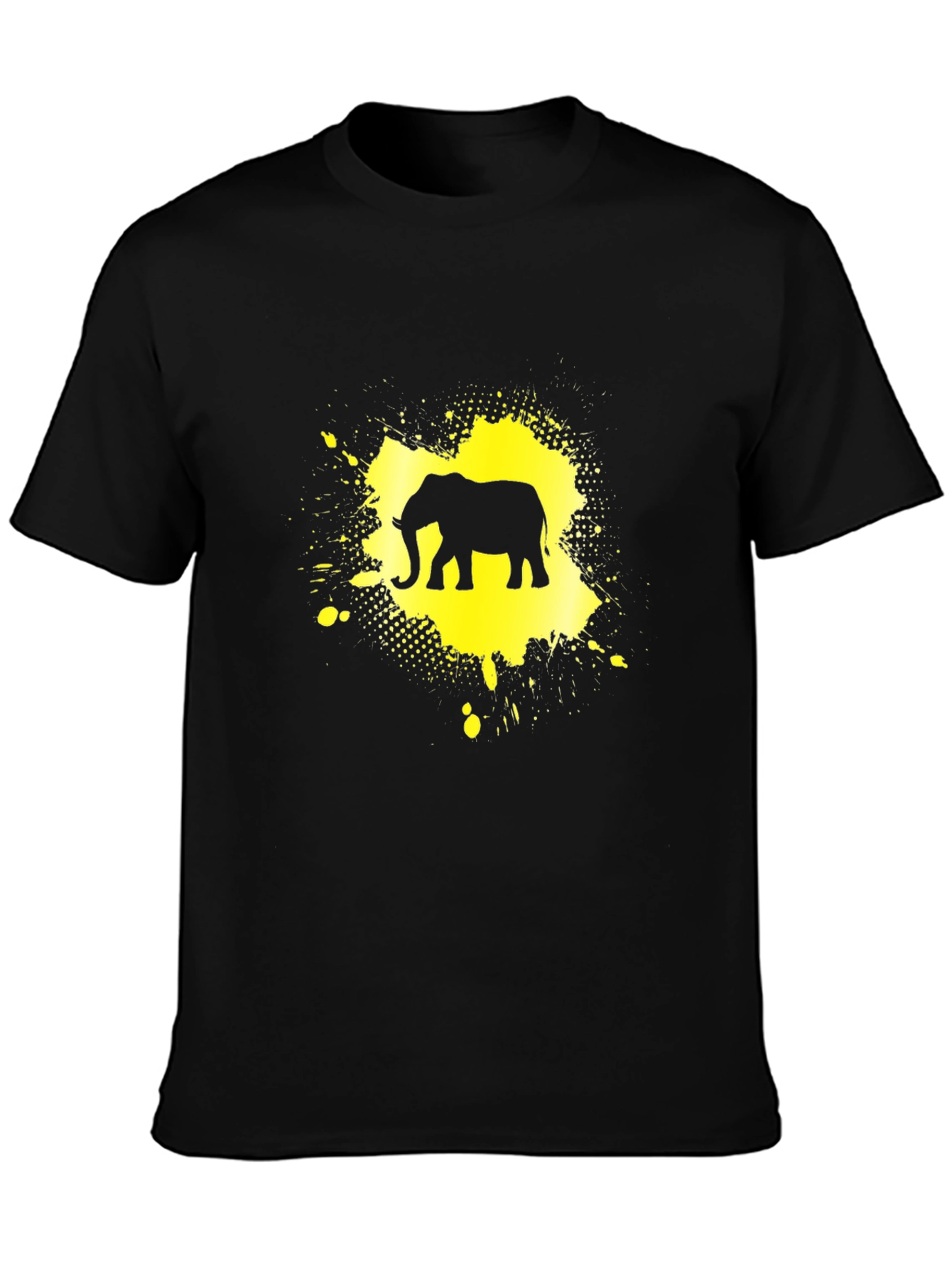 Elephant Silhouette Mens Black Graphic T-Shirt