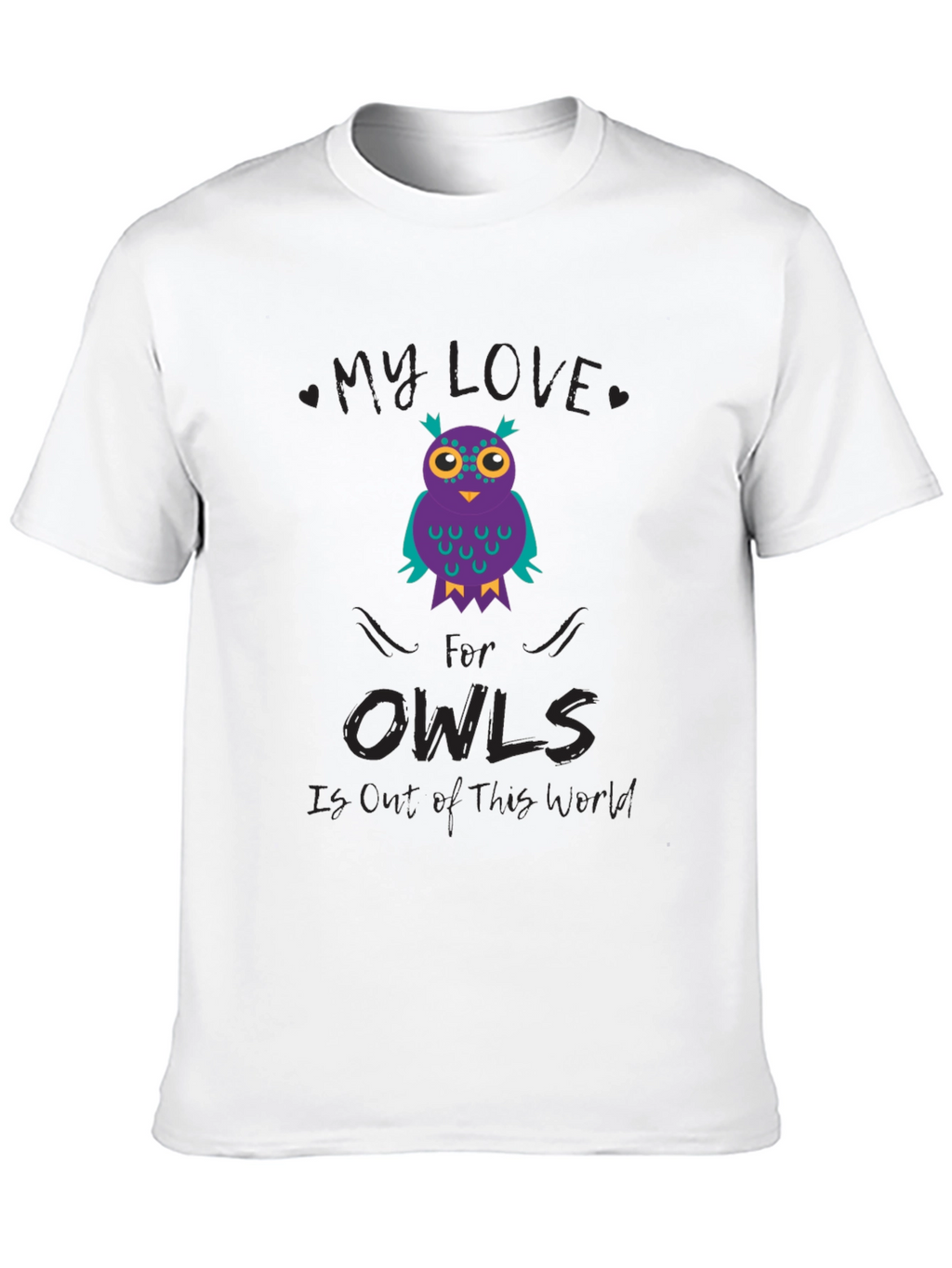 My Love for Owls T-Shirt Black Cotton