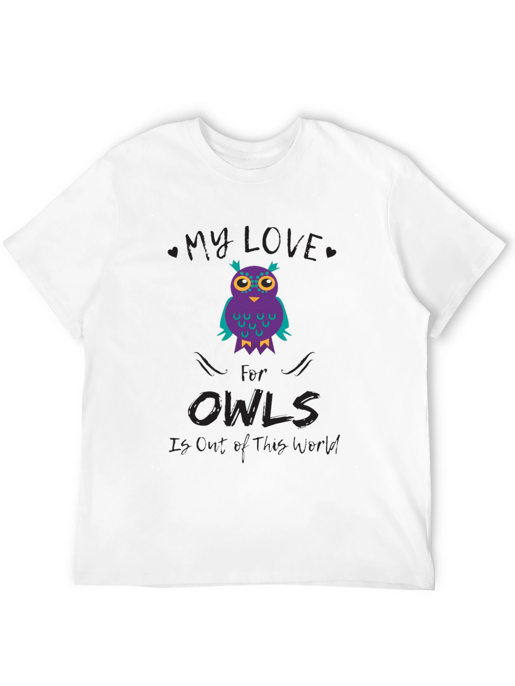 My Love for Owls T-Shirt Black Cotton