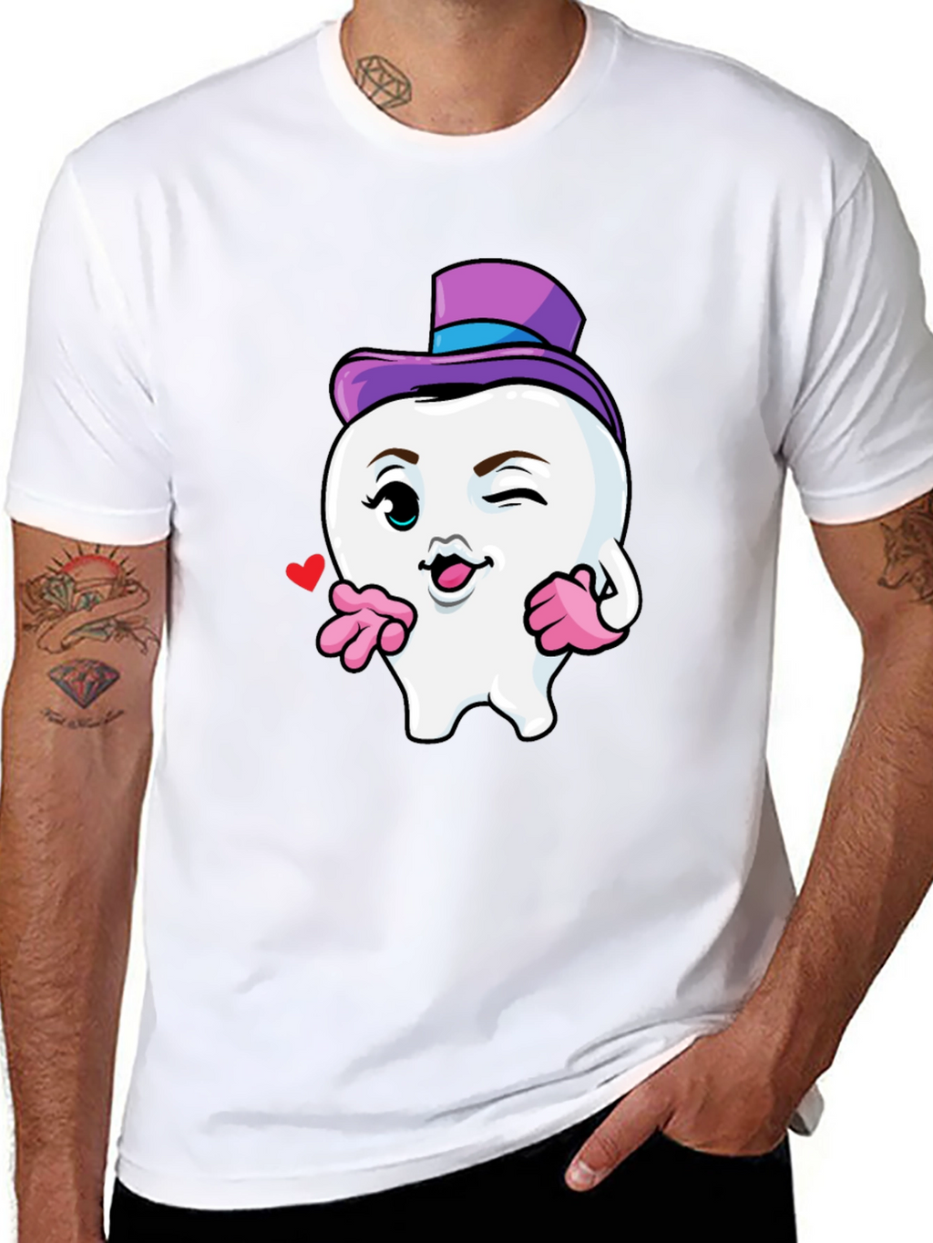 Whimsical Tooth Character Graphic Tee