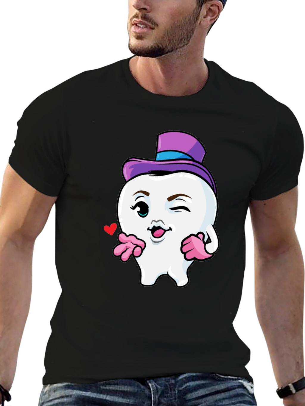 Whimsical Tooth Character Graphic Tee