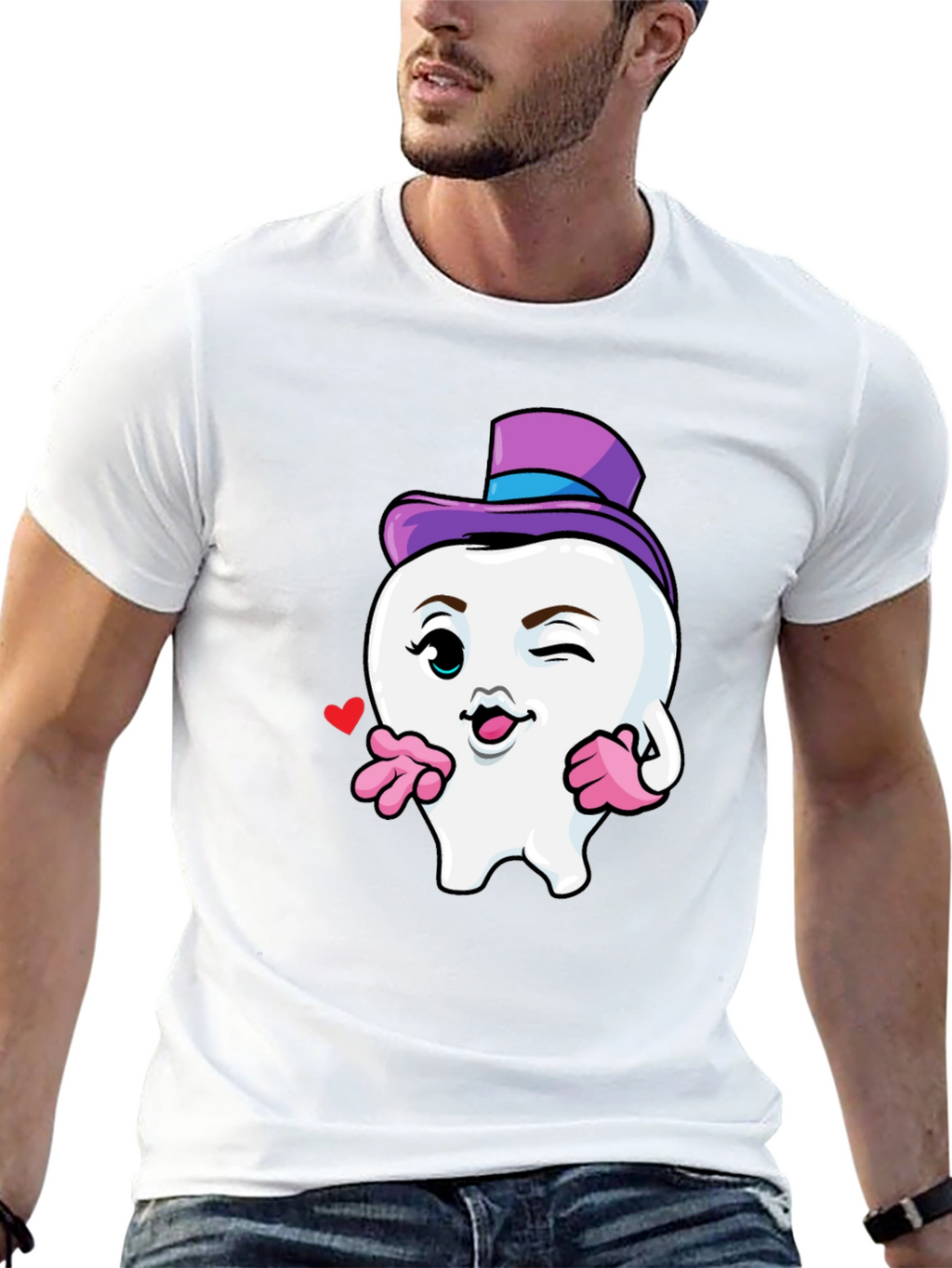 Whimsical Tooth Character Graphic Tee