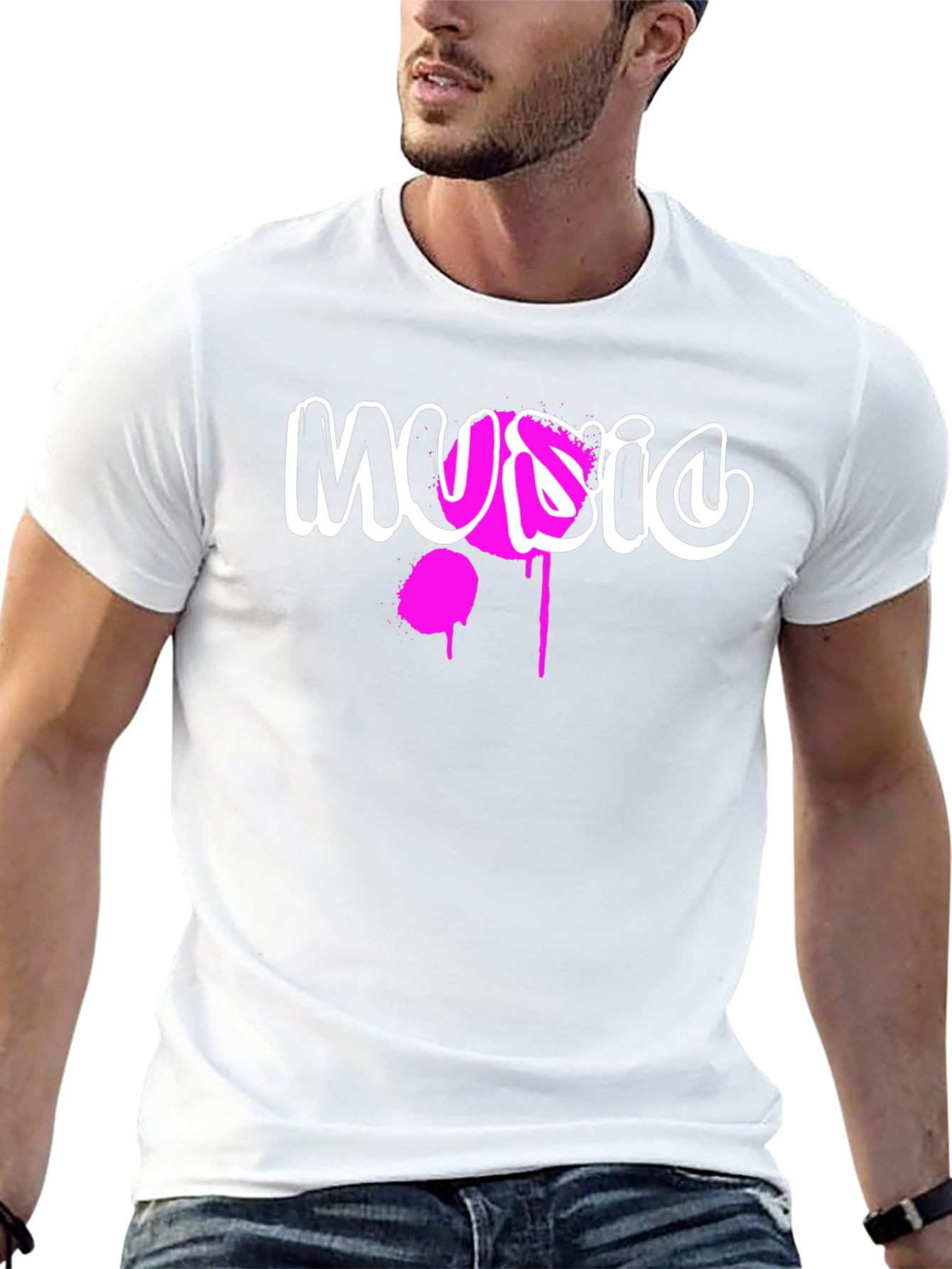 Music Graffiti Graphic Print Black T-Shirt