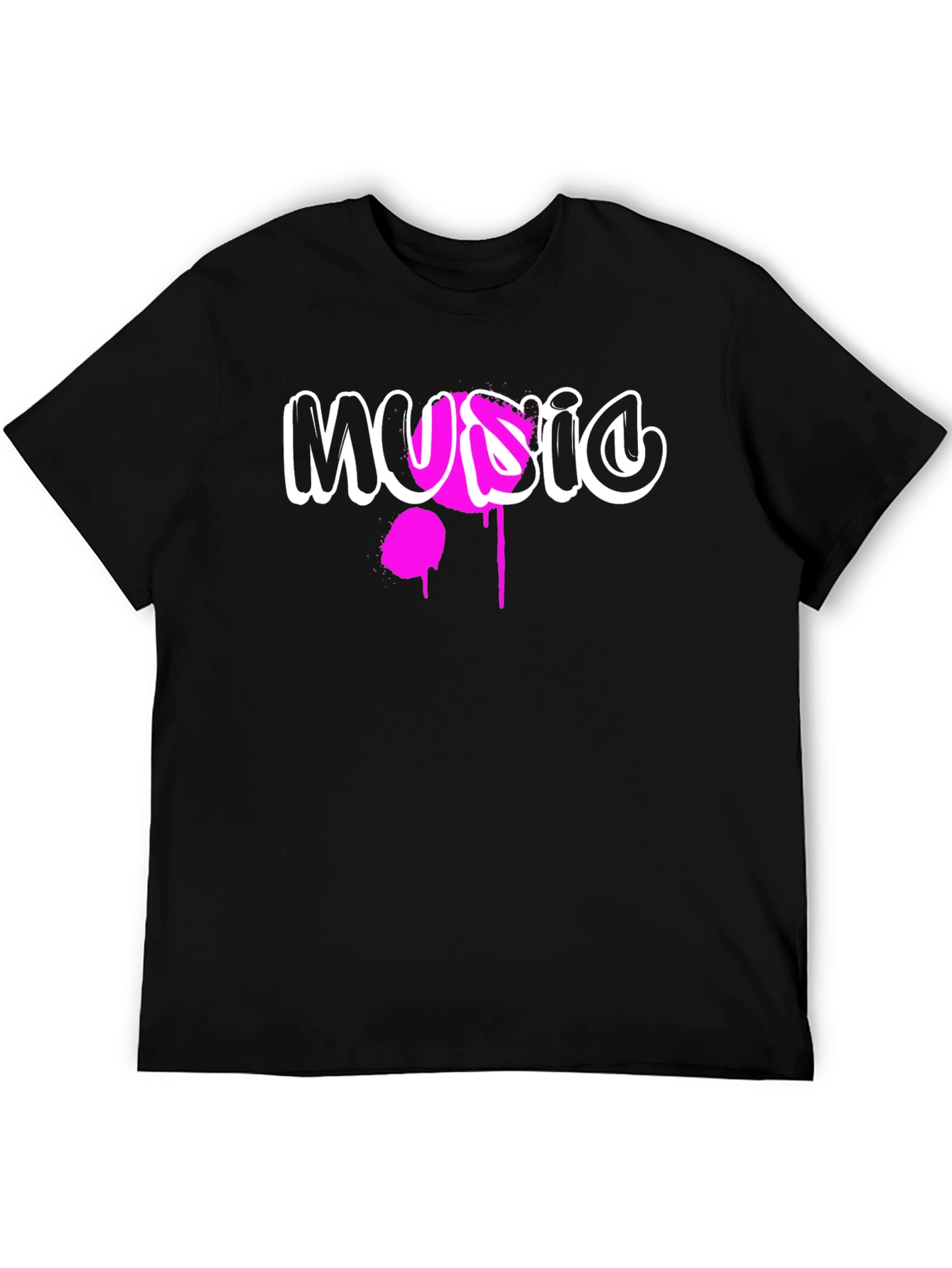 Music Graffiti Graphic Print Black T-Shirt
