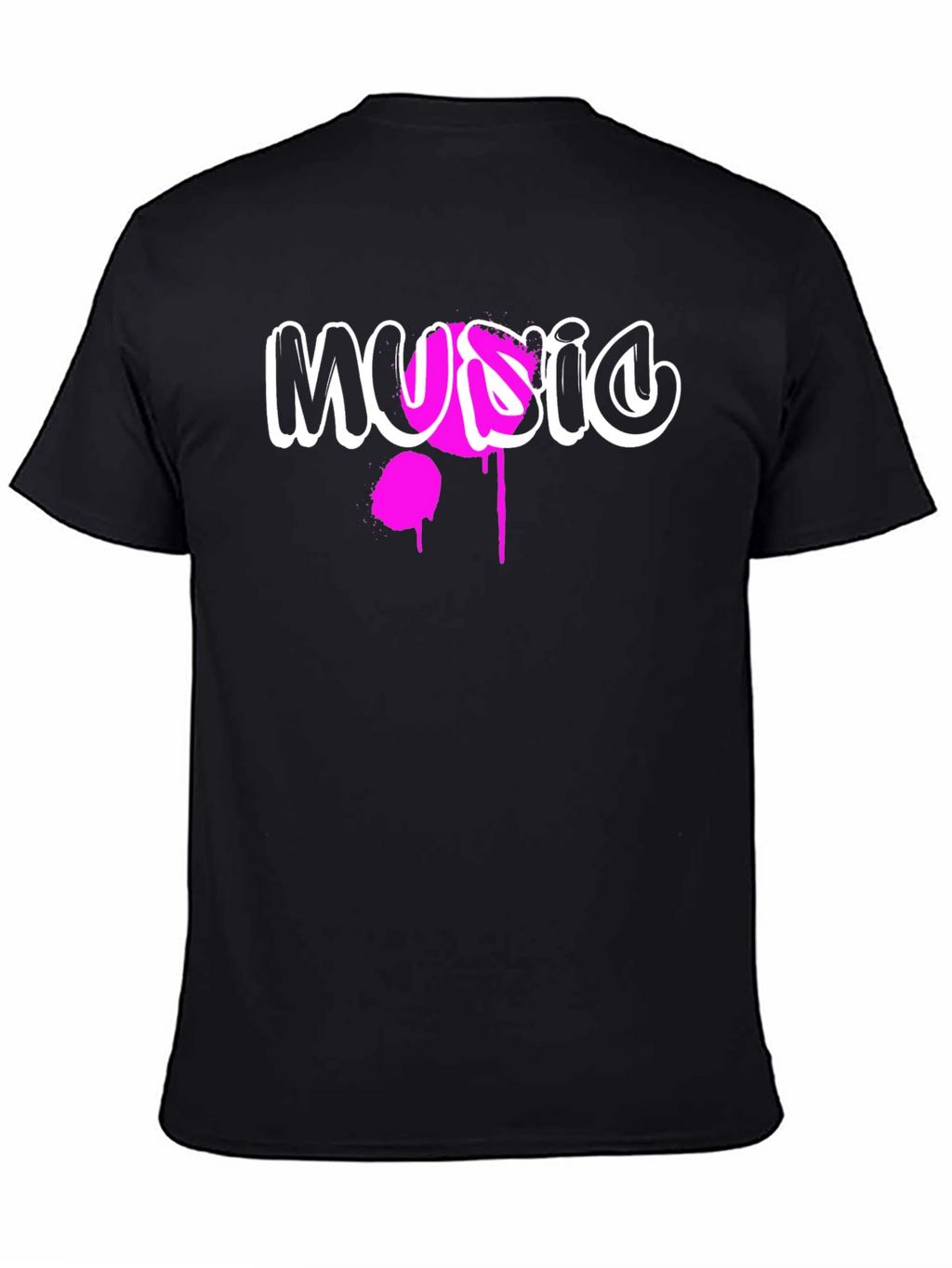 Music Graffiti Graphic Print Black T-Shirt