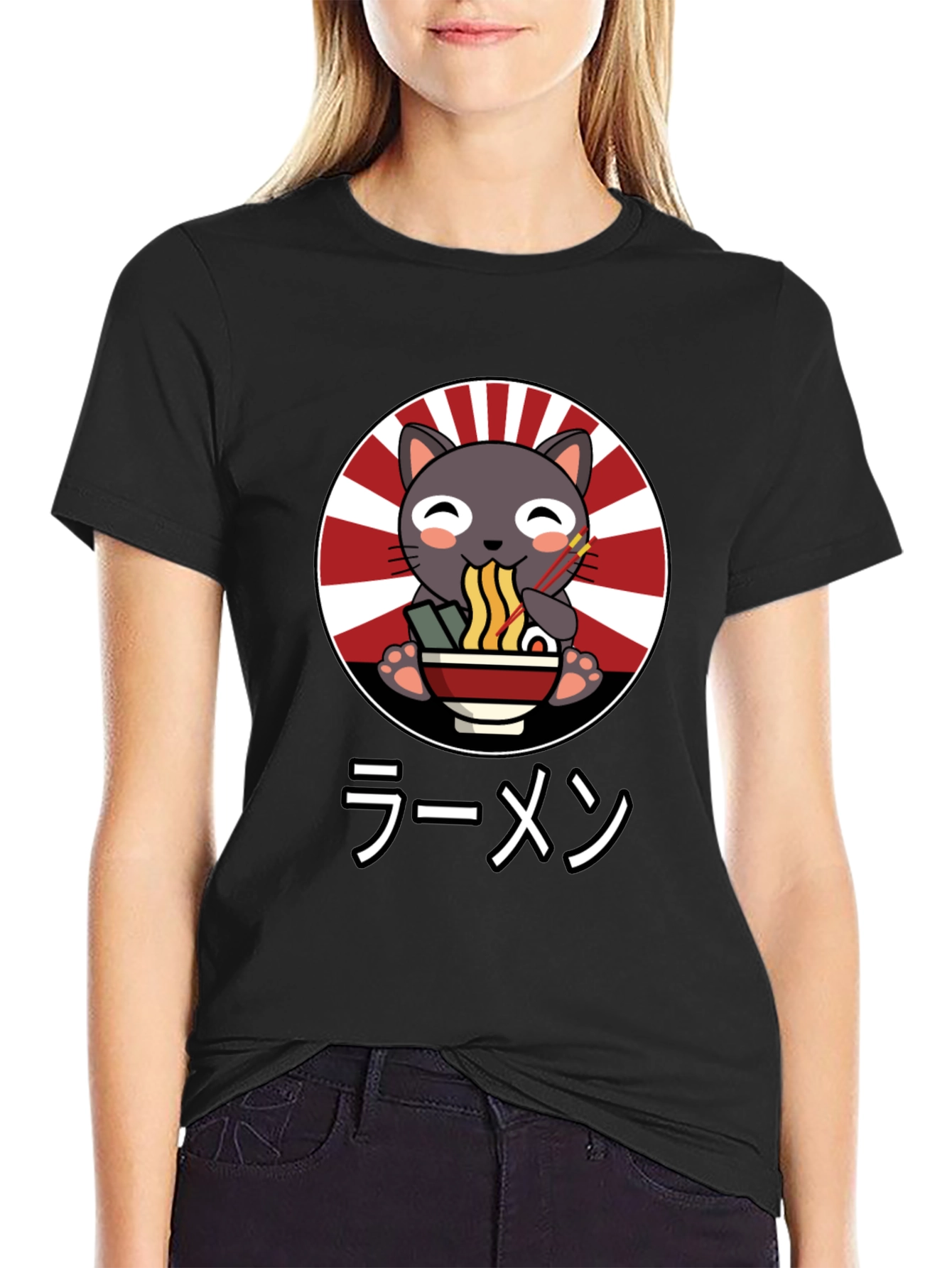Cute Cat Ramen T-Shirt - Japanese Style